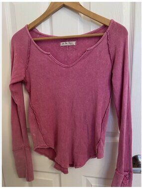 FREE PEOPLE We The Free Pink Thermal Waffle Knit Cotton Blend XS